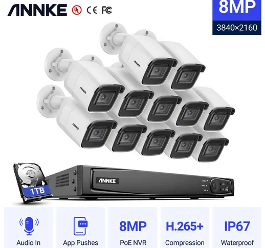  16 canali 8MP 4K Ultra HD PoE ONVIF NVR Sistema di telecamere di sicurezza CCTV con telec...