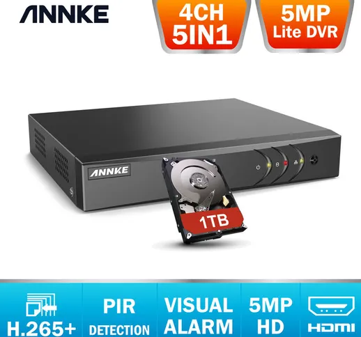 Annke - 4 canali 5MP Lite ibrido 5-in-1 H.265 + videoregistratore dvr di sicurezza support...