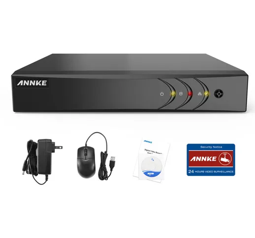 Annke - 8 canali 5MP 5-in-1 H.265 Pro + dvr, rilevamento movimento, avviso e-mail con ista...