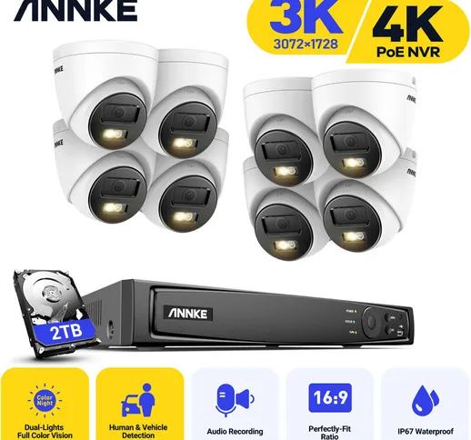 Annke - 8CH 4K Standalone Surveillance PoE nvr x 8 pcs 1080p 24/7 Telecamere di sicurezza...