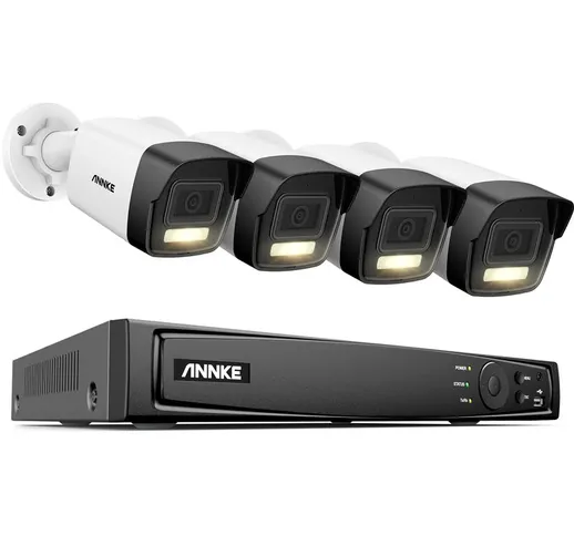 Annke - AH500 - Sistema di sicurezza PoE a 3K8 canali con 4 telecamere bullet, visione not...