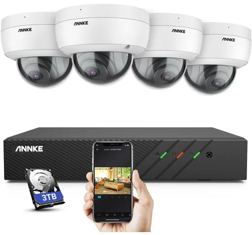 Annke - H500 Sistema di telecamere di sicurezza PoE a 8 canali, nvr cctv da 6 mp e 4 telec...