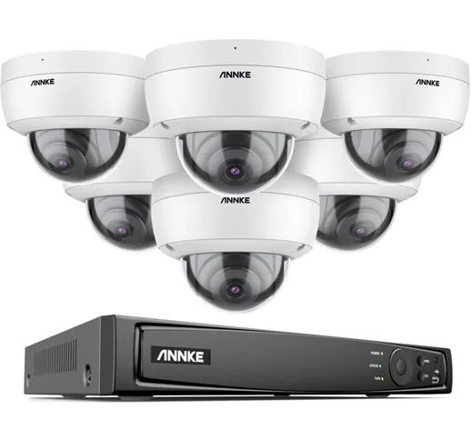 Annke - H800 - Sistema di sicurezza 4K 4K PoE 16 canali 6 telecamere, rilevamento persone...