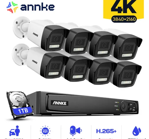 H800 - Sistema di sicurezza 4K 4K PoE 16 canali 8 telecamere, rilevamento persone e veicol...