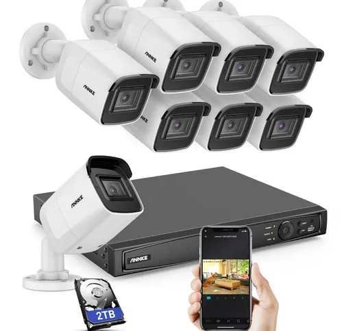 H800 - Sistema di sicurezza 4K 4K PoE 16 canali 8 telecamere, rilevamento persone e veicol...