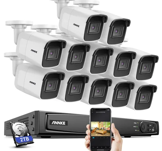 H800 - Sistema di sicurezza PoE 4K a 12 telecamere e 16 canali, rilevamento di persone e v...