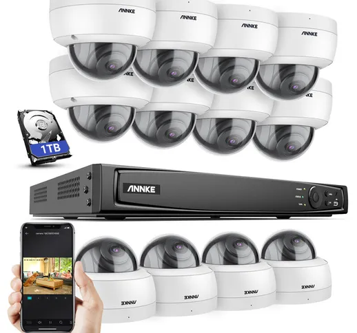 H800 - Sistema di sicurezza PoE 4K a 16 canali e 12 telecamere, rilevamento di persone e v...
