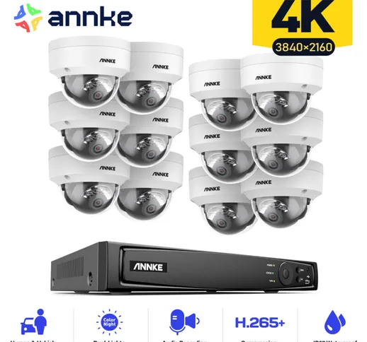 H800 - Sistema di sicurezza PoE 4K a 16 canali e 12 telecamere, rilevamento di persone e v...