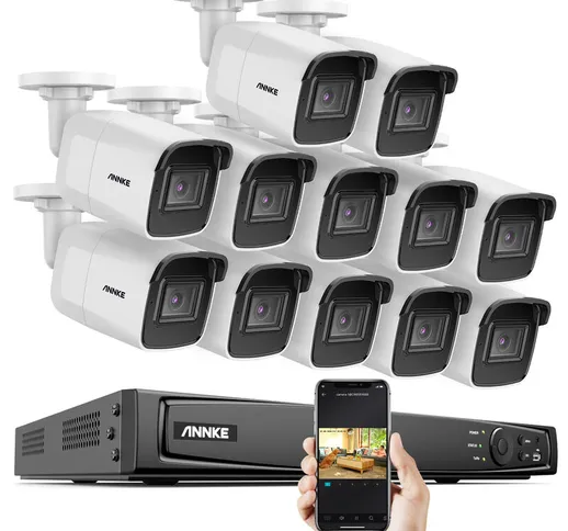 H800 - Sistema di sicurezza PoE 4K a 16 canali e 12 telecamere, rilevamento di persone e v...