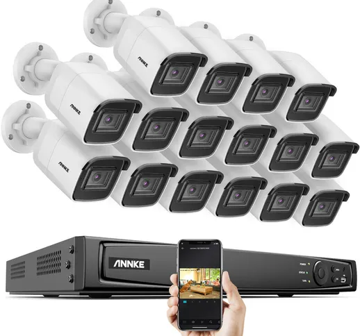 -H800 - Sistema di sicurezza PoE 4K a 16 canali e 16 telecamere, rilevamento di persone e...