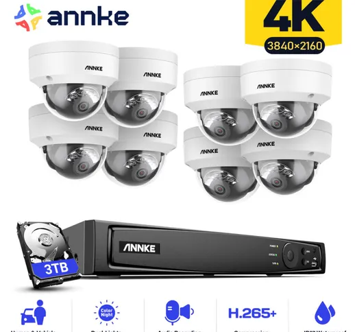 H800 - Sistema di sicurezza PoE 4K a 16 canali e 8 telecamere, rilevamento di persone e ve...