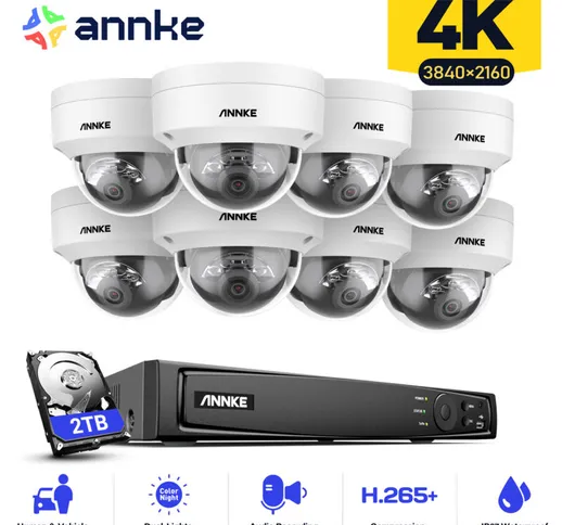 H800 - Sistema di sicurezza PoE 4K a 8 canali e 8 telecamere, rilevamento di persone e vei...