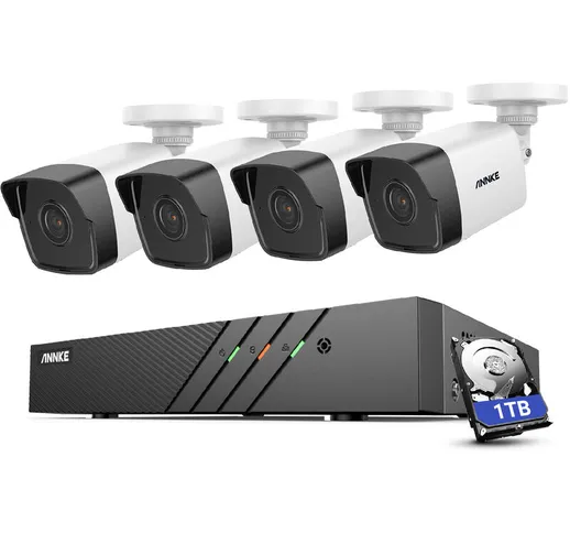 Kit di sorveglianza cablata poe da 5 mp, dvr da 6 mp a 8 canali e 4 telecamere di sicurezz...