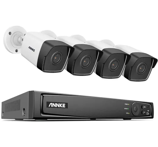Annke - Kit di sorveglianza cablata poe da 5 mp, dvr da 8 mp a 8 canali e 4 telecamere di...