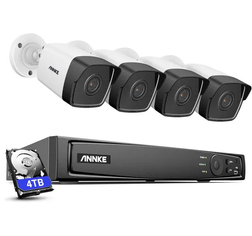 Annke - Kit di sorveglianza cablata poe da 5 mp, dvr da 8 mp a 8 canali e 4 telecamere di...