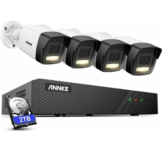 Annke - Kit telecamera di sorveglianza 3K, telecamera ip cablata 4X 3K PoE per rilevamento...