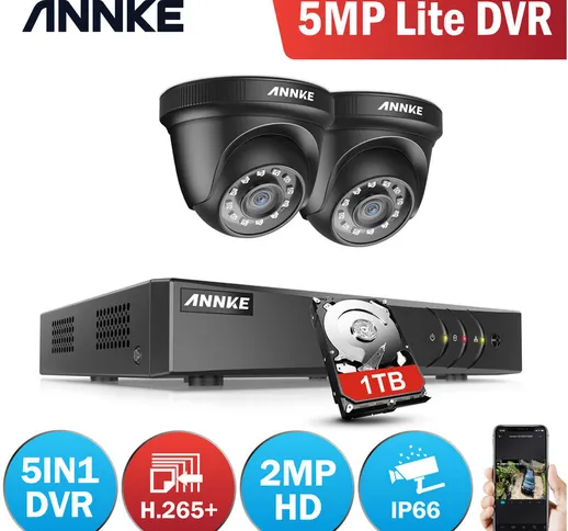  Sistema di telecamere di sicurezza CCTV DVR a 4 canali 5MP 5 in 1 con telecamere resisten...
