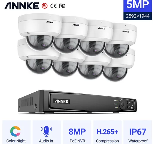  Sistema di telecamere di sicurezza IP PoE da 5 MP con telecamere ONVIF DOME 16CH 4K NVR V...