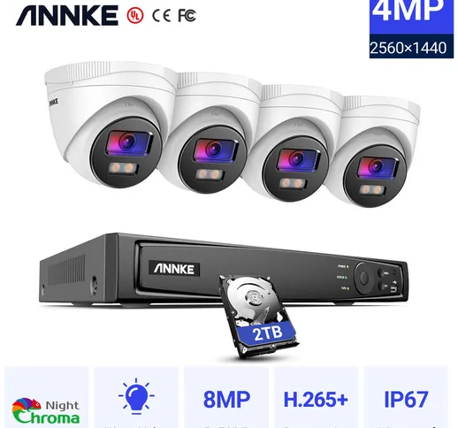 Annke - Sistema nvr 4K Ultra hd PoE con visione notturna a colori da 4 mp H.265+ Telecamer...