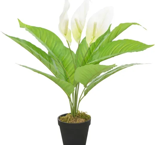 Anthurium Artificiale con Vaso Bianco e Verde Pianta Decorativa vari dimensioni dimensioni...