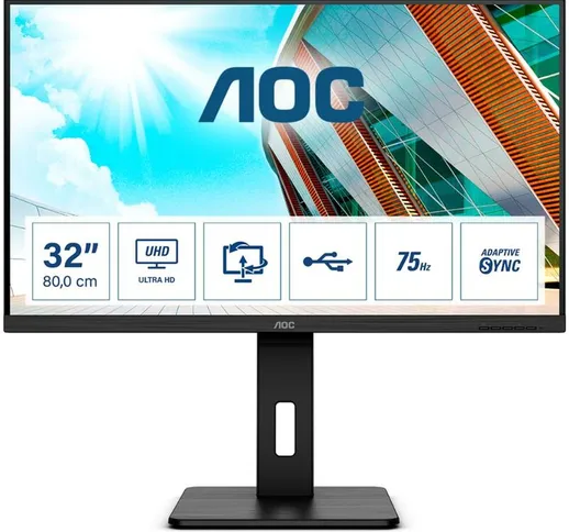  U32P2CA monitor piatto per PC 80 cm (31.5') 3840 x 2160 Pixel 4K Ultra HD LED Nero