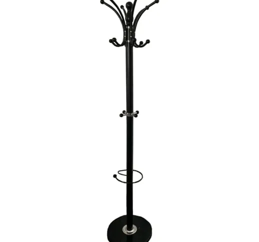 Liberoshopping - Appendiabiti da terra 175 cm Nero - 16 ganci e portaombrelli