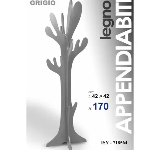 Webmarketpoint - Appendiabiti piantana grigio attaccapanni legno albero cm 170h
