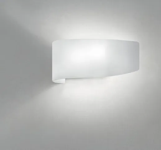 Applique fb-virgola 582 av e27 led vetro bianco lucido satinato luce diffusa lampada paret...