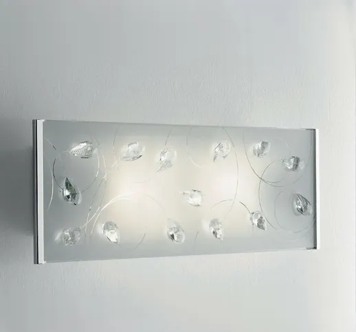 Illuminando - Applique petali ap e27 led lampada parete elegante moderna vetro cristallo i...