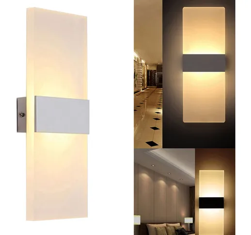 Applique LED 8W lampada moderna parete vetro opaco luce muro ingresso 220V IP20 Luce Bianc...