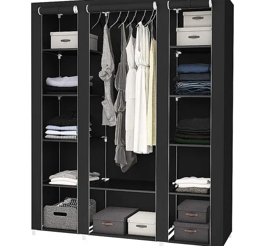 Skecten - Armadio 12 scomparti in tessuto non tessuto nero 150 x 175 x 45 cm