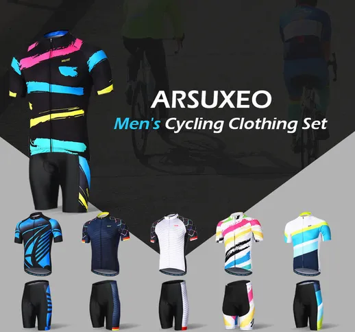  Set abbigliamento da ciclismo da uomo Set manica corta Camicia ad asciugatura rapida Pant...