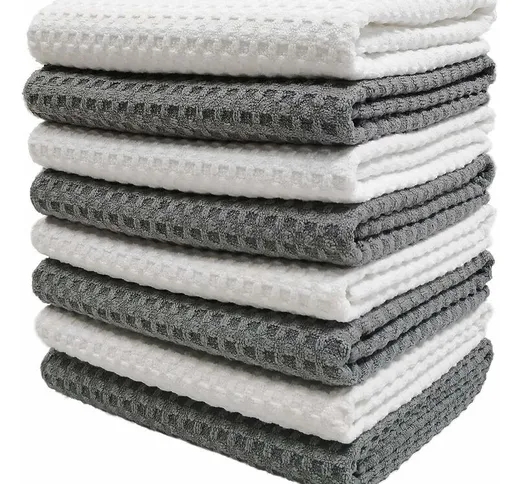 Asciugamani da cucina in microfibra di alta qualità, tessuto a nido d'ape, confezione da 6...