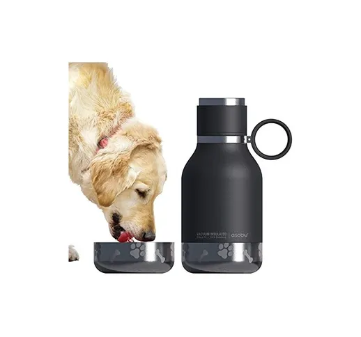 Ciotola per cani asobu fissata a una bottiglia isolata in acciaio inossidabile da 1 litro,...