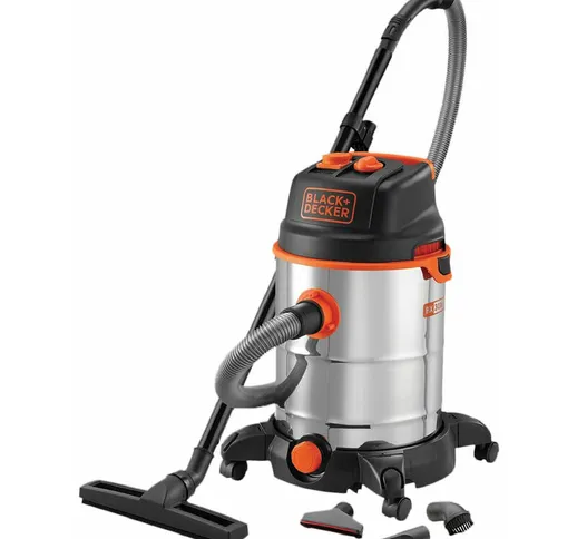 Black&decker - bidone aspiratutto black+decker 30LT acciaio con accessori