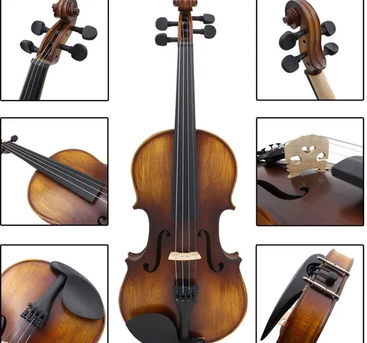 AV-508 Kit violino violino acustico 4/4 full size in legno massello finitura opaca tavola...