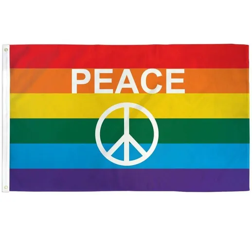 Bandiera Arcobaleno Simbolo Pace 90x60cm - Bandiera Gay - Rainbow Flag 60 x 90 cm - Az Fla...