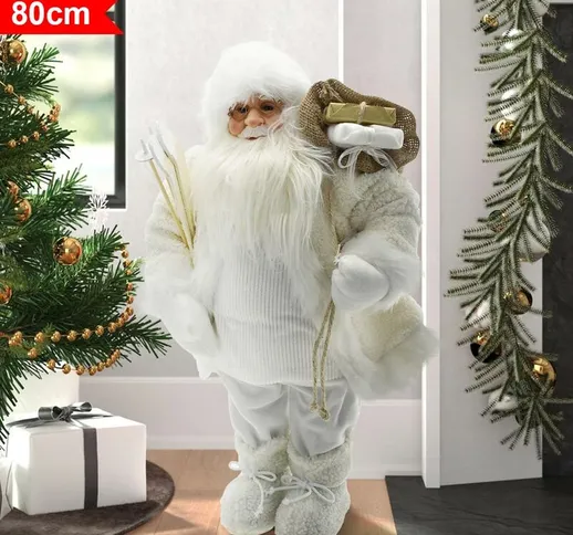 Babbo Natale Classico 80cm in Plastica Vestiti in Tessuto Decorazione Natalizia