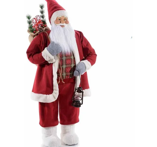 Babbo Natale da vetrina gigante con abito rosso lunga barba bianca e cappello modellabile...