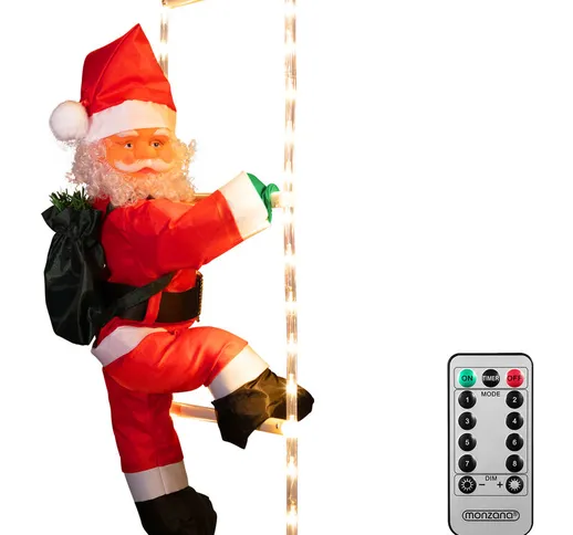 Babbo Natale LED con scala XL 90cm per interni ed esterni 8 modi luminosi decorazione addo...