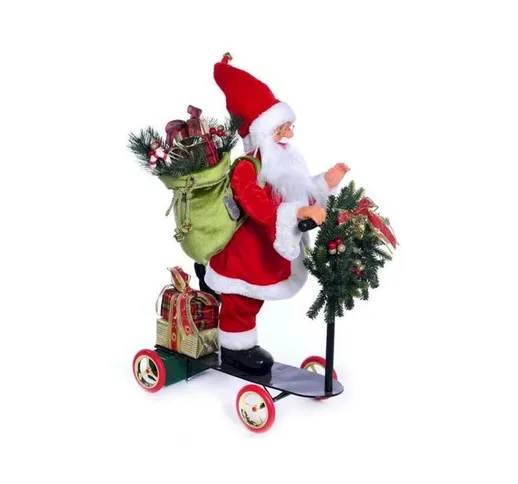 Babbo Natale su scooter in movimento con Musica e Luci