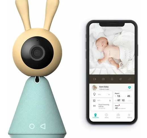 Baby monitor con telecamera e audio e video, app WiFi per smartphone, visione notturna, lu...