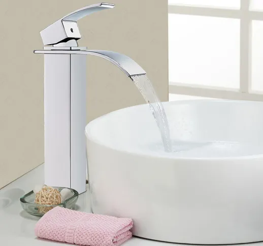 Cecipa - Cromata Rubinetto Bagno Cascata, Miscelatore Lavabo Bagno, Rubinetto Lavabo, Valv...