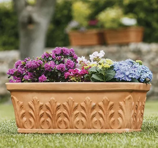 Monacis - Balconiera Foglia in resina con decorazione Made in Italy per fiori e piante -Ba...
