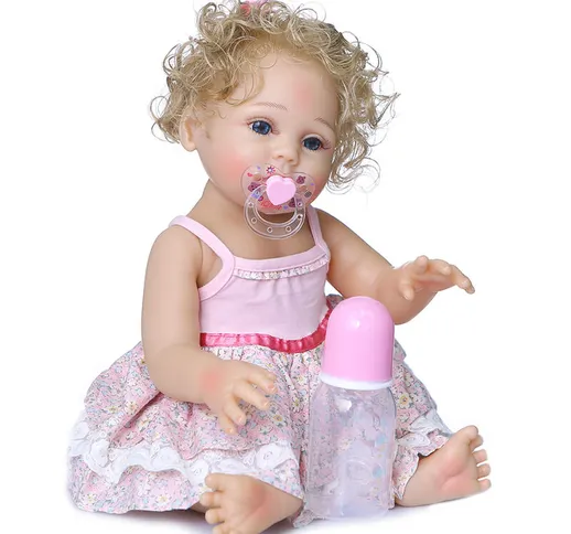 Bambola da bagno rinata in silicone per tutto il corpo da 470 mm, giocattolo impermeabile...