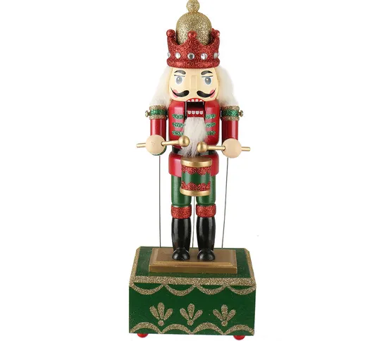 Bambola di legno schiaccianoci soldato vintage artigianato decorativo marionette natalizie...