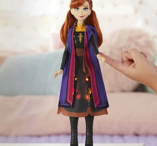 Bambola  Frozen 2 Personaggio Anna Luci del Nord con Vestito Luminoso 30cm