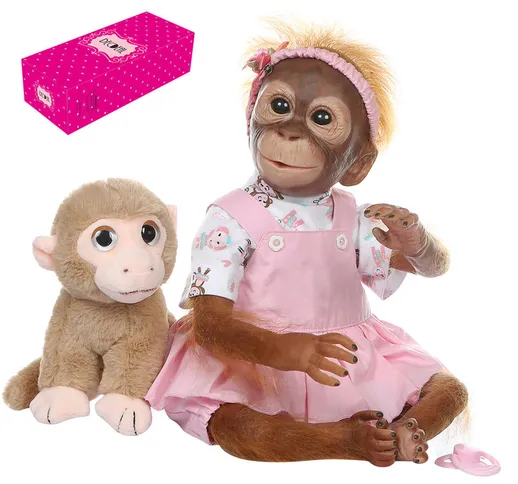 Bambola realistica della scimmia del bambino da 21 pollici Bambole di arte della pittura d...