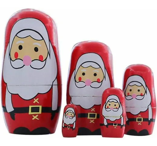 Bambole di nidificazione di Babbo Natale 5 pezzi Set Bambole di nidificazione Matrioska pe...