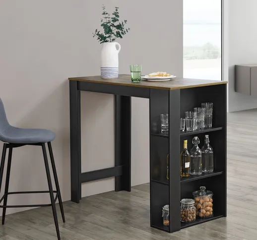 [en.casa] - Bancone Tavolo Alto da Bar 120 x 60 x 105,5 cm Penisola Cucina con 3 Ripiani -...